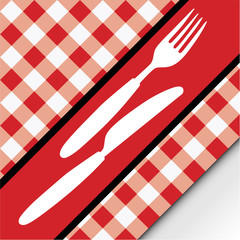 Red Gingham Menu Card