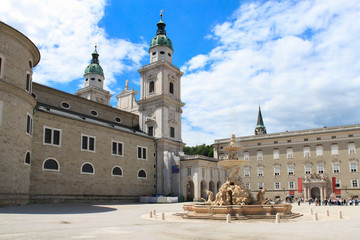 Central platz wiht  fountain in Salzbug