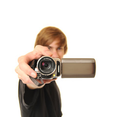 Young adult holding camcorder - 28925438