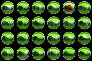 Round green Control panel buttons