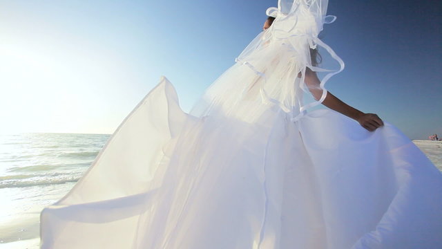 Beautiful Beach Bride in her Wedding Dress