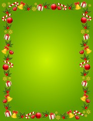 christmas background with bolls and gifts