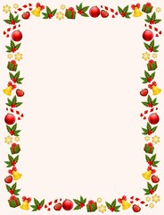 christmas background with bolls and gifts