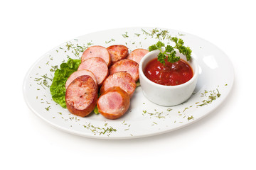 Bavarian sausages with ketchup