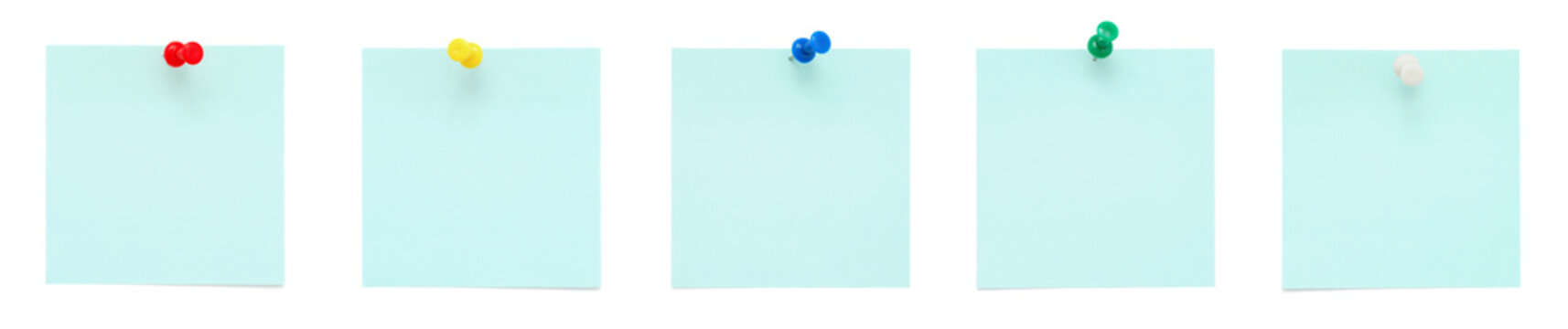 Blue post it notes with push pins