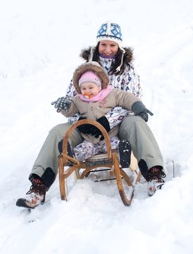 baby on sled