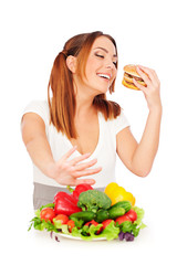 woman with tasty burger