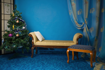 New Year boudoir in the blue colors