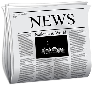 Vector image of the folded newspaper icon isolated on the white background.