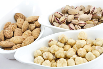 Various nuts; hazelnuts, almond,pistachio