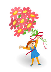 Greeting card - girl with flowers