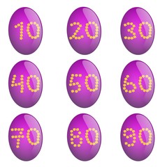 Easter egg in purple with numbers of leafs