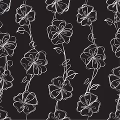 Papier Peint photo Fleurs noir et blanc fond floral de vecteur noir transparent