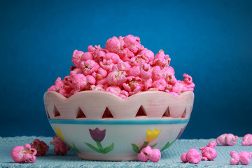 Bowl of Pink popcorn