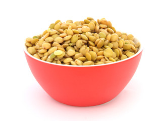 Lentil in red bowl