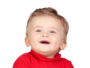 Beautiful blond baby with blue eyes