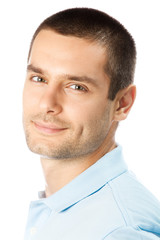 Obraz premium Portrait of happy smiling young man, isolated on white