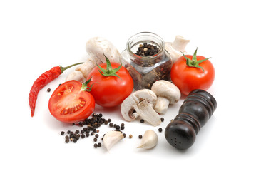 Italian food on white