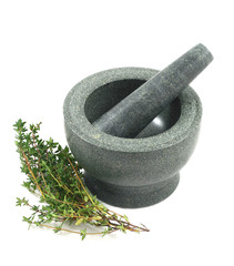 Mortar and Pestle with Thyme
