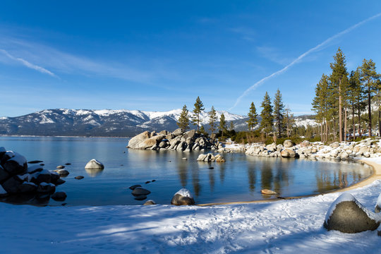 Sand Harbor Beach during winter, Lake Tahoe