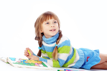 Little girl painting