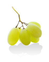 Isolated grapes. Little branch of white grapes isolated on white background