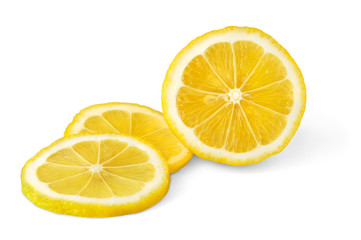 Fototapeta na wymiar Isolated lemon. Slices of lemon fruit isolated on white background