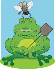 Obraz premium Frog with flyswatter