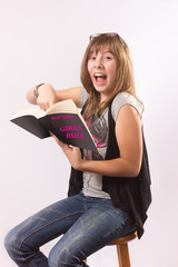 Excited Girl Reading