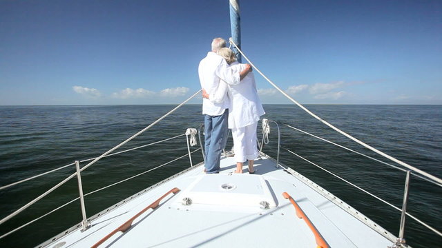 Healthy Senior Couple on Board Luxury Yacht
