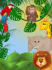 Peel and stick wall murals Zoo Cute jungle background
