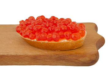 Bread and red caviar