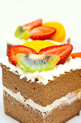 pieces of cake against white background