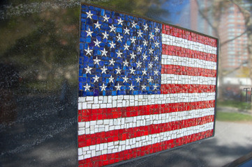 American flag made from mosaic in New York