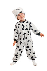boy   dressed in Dalmatian  suit