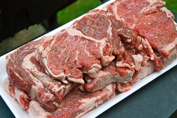 Raw meat prepared on the grill