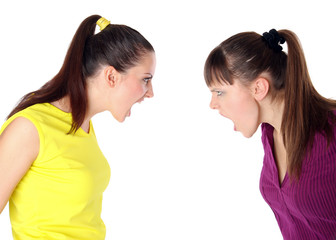 two girls shouting at each other