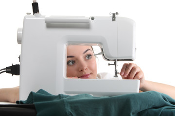 Seamstress work on the sewing-machine