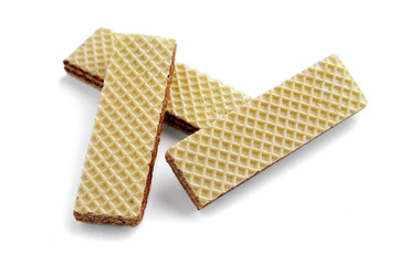Three wafers close up it is isolated on a white background