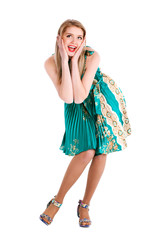 A beautiful young surprised woman.