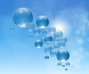 Abstract background blue with bubbles