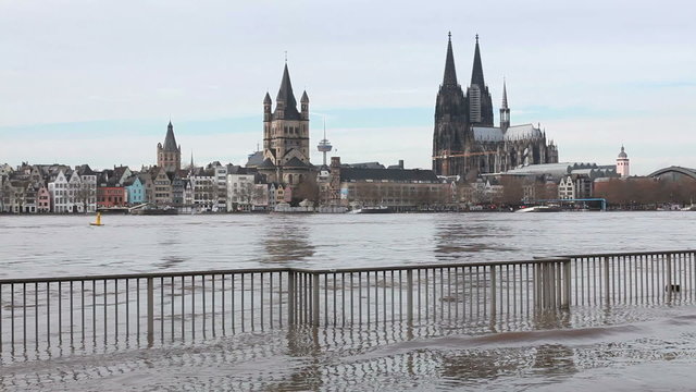 flooded street in cologne city