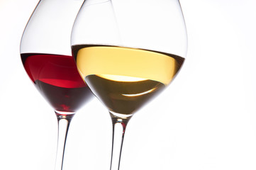 Two glasses of wine isolated on white