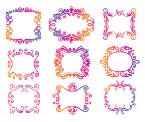 Set of romantic frames.