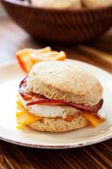Obraz na płótnie Canvas Ham, egg, and cheese biscuit