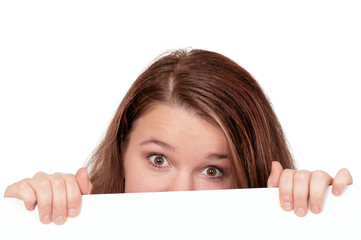 Woman with white board