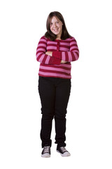 Teenager standing in a white background