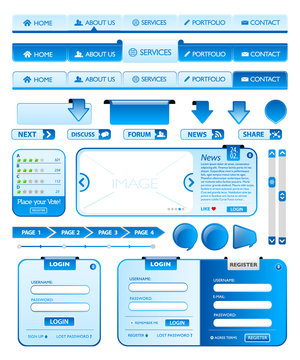 Collection of blue webdesign elements 2