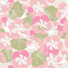 seamless ornament of pink Begonia