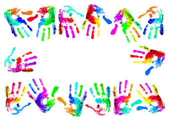 Multi coloured handprints